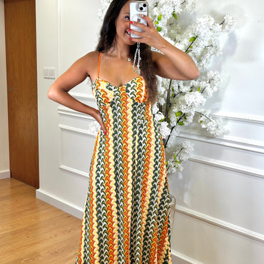 Vestido de Rede Tons de Laranja