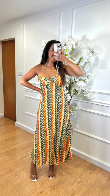 Vestido de Rede Tons de Laranja