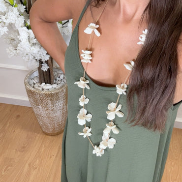 Vestido oversize de alças verde tropa