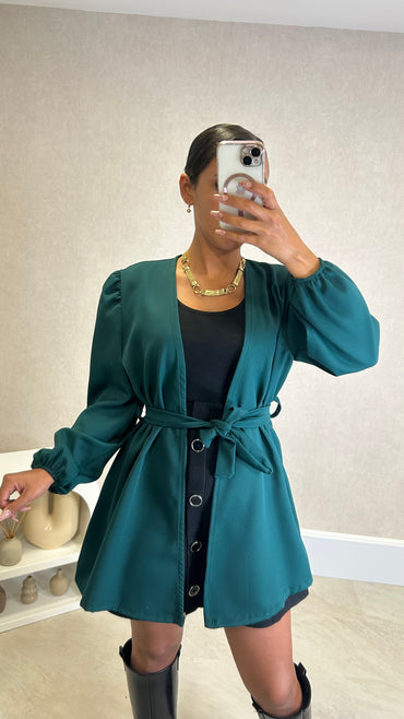Blusa/Blazer Acetinado Verde Esmeralda