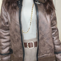 Calça Fazenda Pied de Poule com cinto Castanho Claro