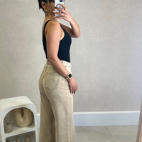 Calça de Ganga Wide Leg REDIAL Bege escuro