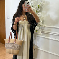 Kimono Comprido Crochet Preto