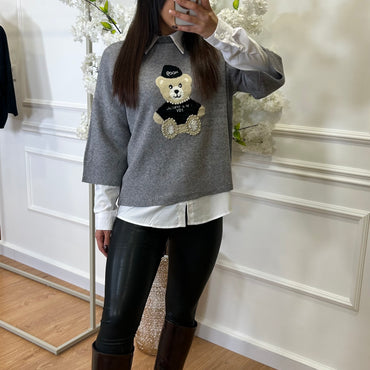 Camisola malha Urso Cinza