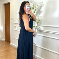 Vestido oversize de alças Azul Marinho