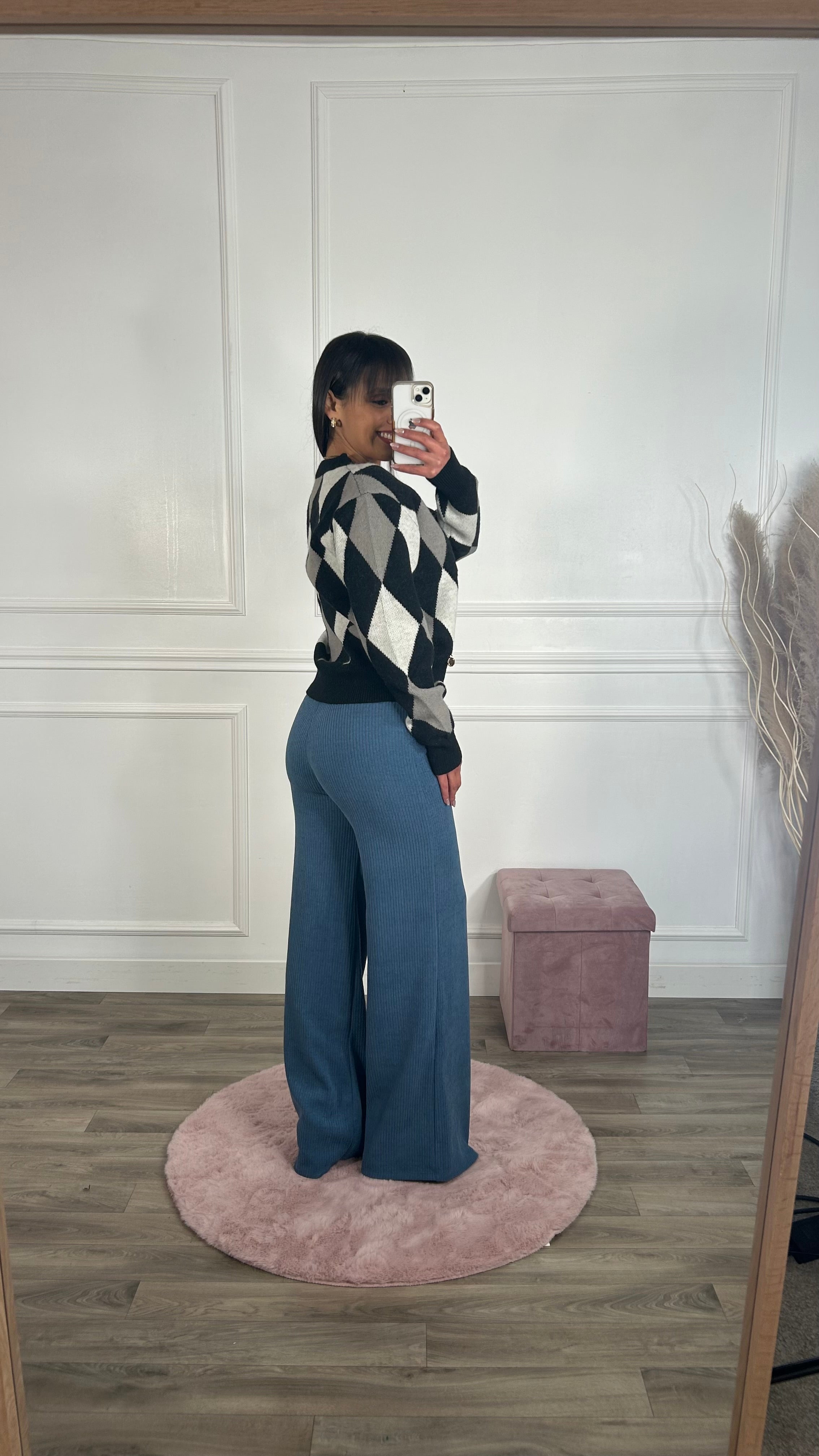 Cardigan Losangos cinza
