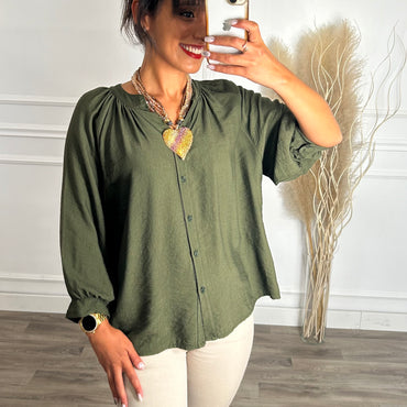 Blusa Romântica em Verde Tropa