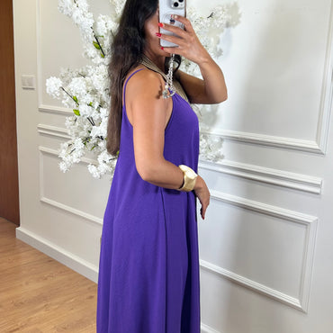 Vestido oversize de alças Roxo