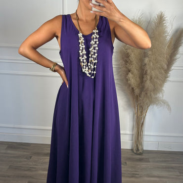 Vestido oversize de alça grossa Roxo