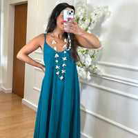 Vestido oversize de alças Azul Petroleo