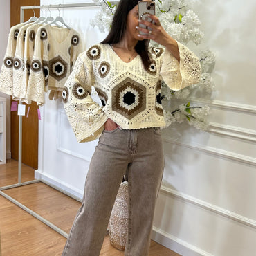 Calça Wide Leg REDIAL Castanha Clara