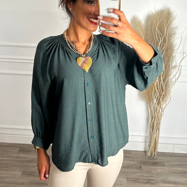 Blusa Romântica em Verde Garrafa