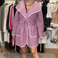 Casaco Pelinho de Cordeiro Lilás