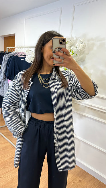 Camisa de Riscas Azul marinho