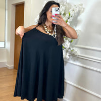 Vestido Midi oversize de alças Preto
