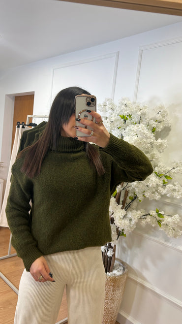 Camisola malha Verde com gola