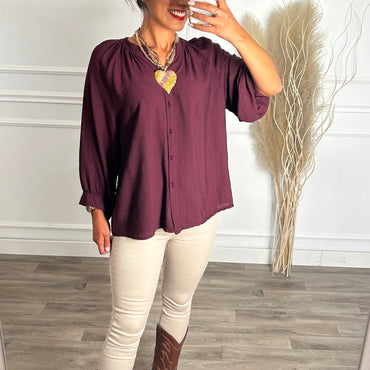 Blusa Romântica em Bordeaux