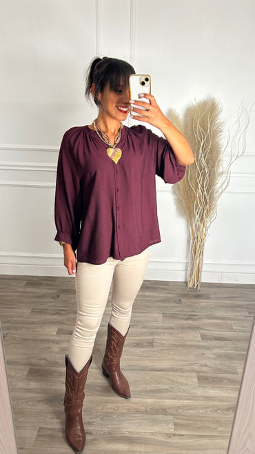 Blusa Romântica em Bordeaux