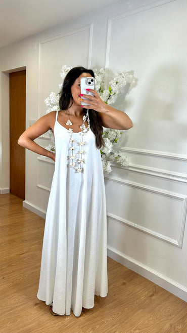 Vestido oversize de alças Branca