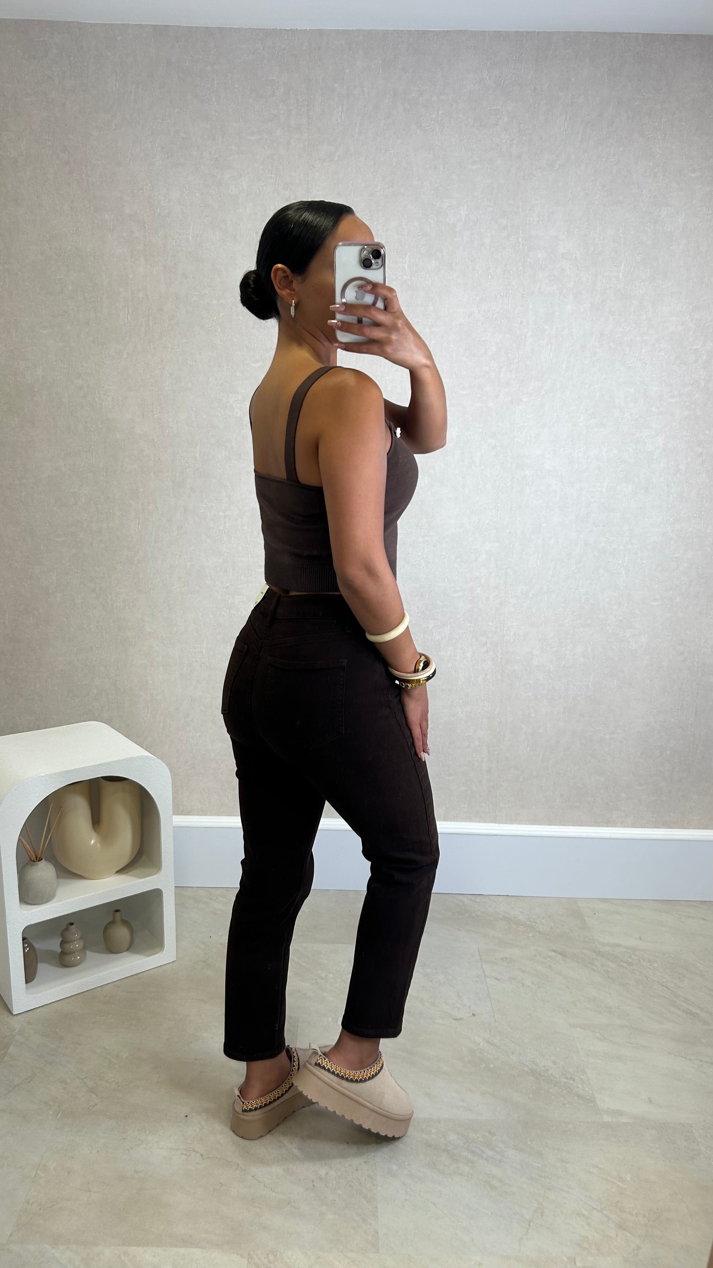 Calça Redial Mom Jeans Castanha