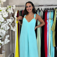 Macacão oversize com argola dourada em Turquesa