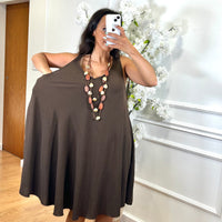 Vestido Midi com alça larga Castanho