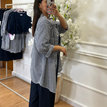 Camisa de Riscas Azul marinho