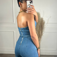 Macacão de Ganga com Botões Dourados