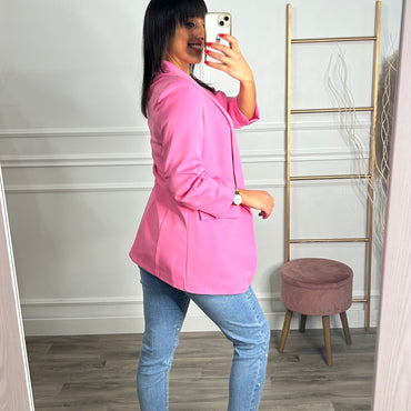 Blazer Manga Repuxada Rosa