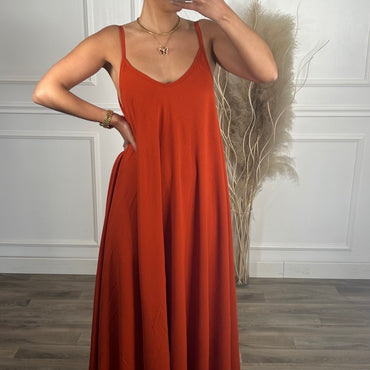 Vestido oversize de alças Tijolo