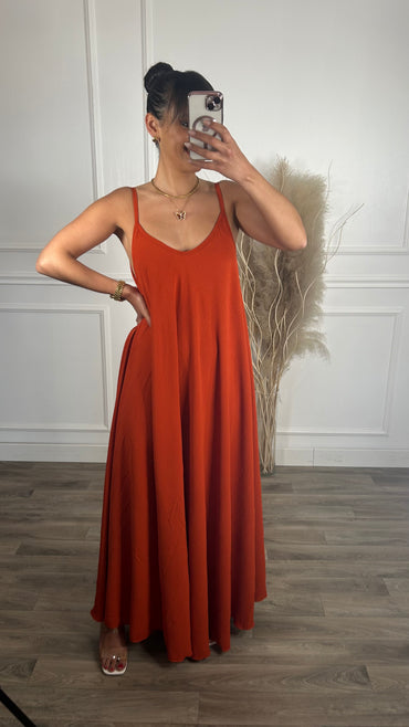 Vestido oversize de alças Tijolo