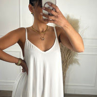 Vestido oversize de alças Branca