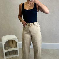 Calça de Ganga Wide Leg REDIAL Bege escuro