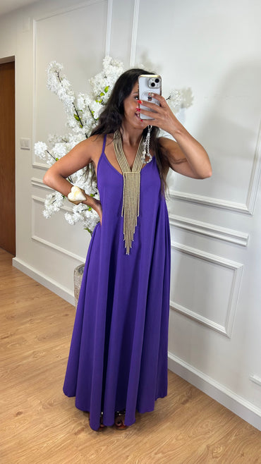 Vestido oversize de alças Roxo