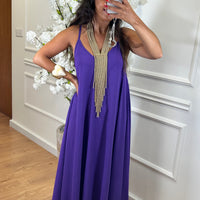 Vestido oversize de alças Roxo