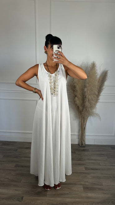 Vestido oversize de alça grossa Branco