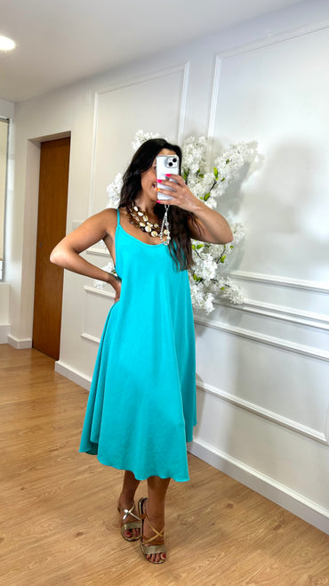 Vestido Midi oversize de alças Azul