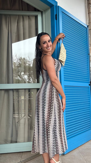 Vestido de Renda comprido Preto e Castanho