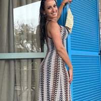 Vestido de Renda comprido Preto e Castanho