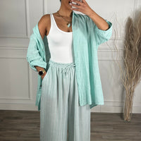 Pantalona riscas verde água