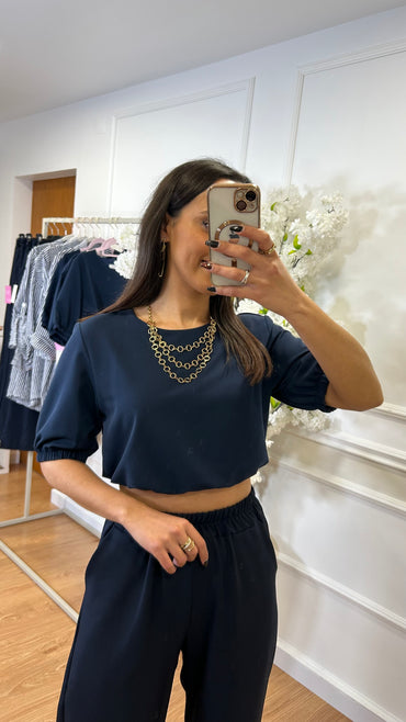 Crop top azul marinho