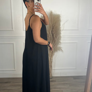 Vestido oversize de alças Preto