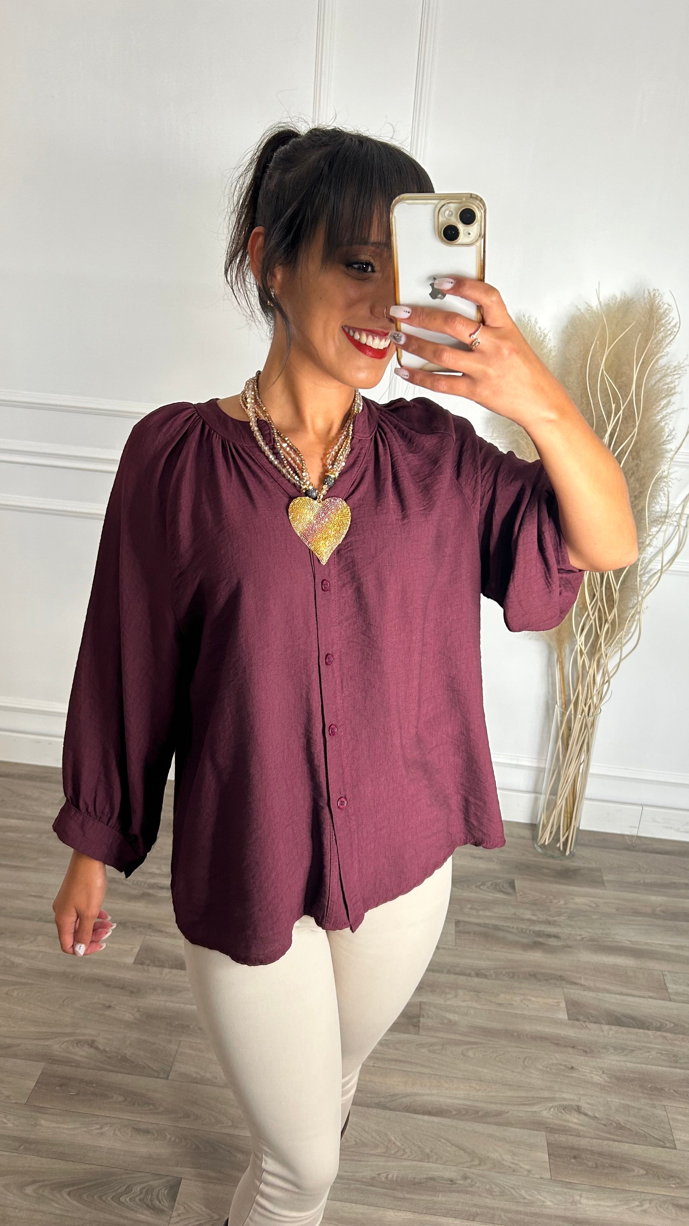 Blusa Romântica em Bordeaux