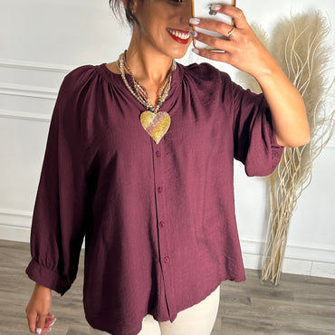 Blusa Romântica em Bordeaux