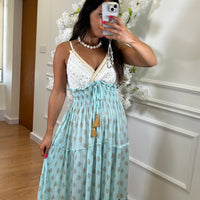 Vestido Indiano de Algodão Bicolor