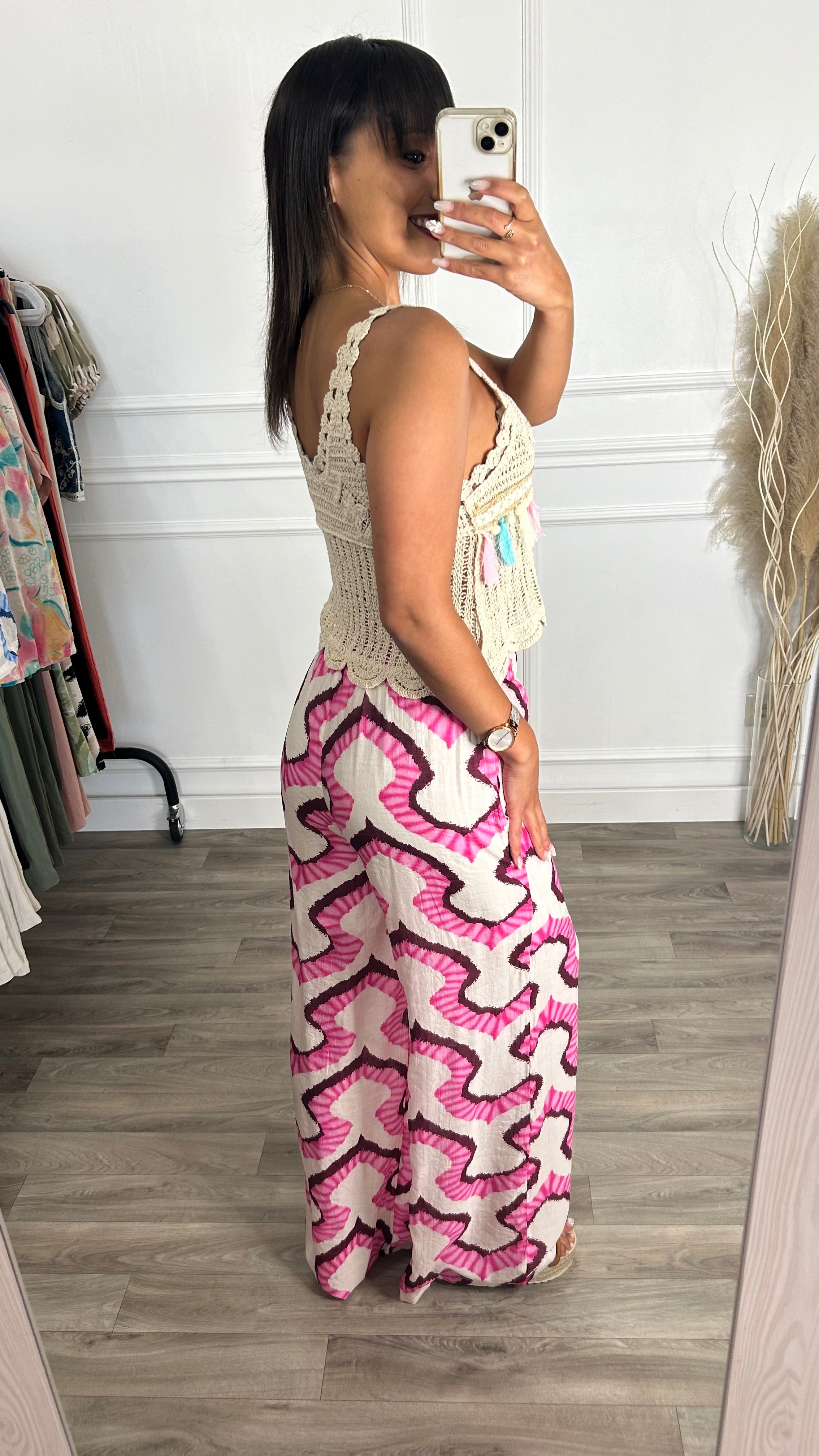 Pantalona Padrão Rosa