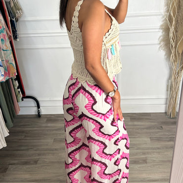Pantalona Padrão Rosa