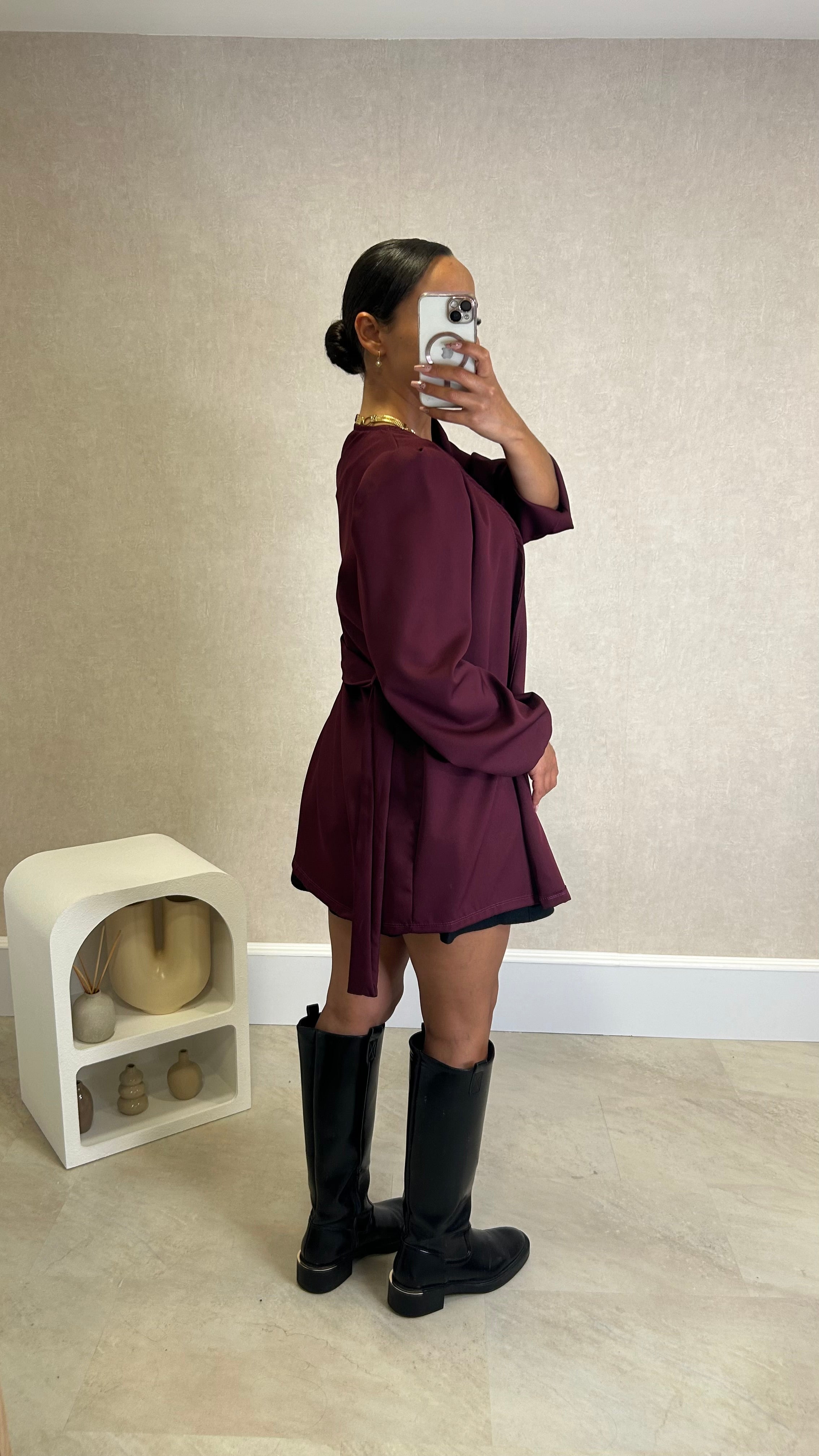 Blusa/Blazer Acetinado Bordeaux