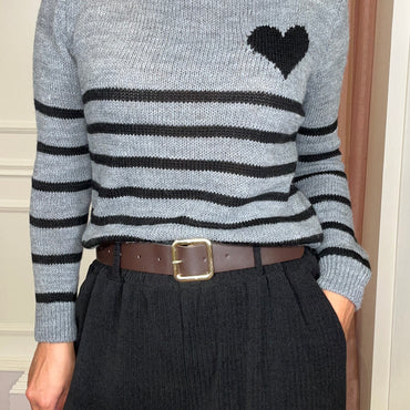 Camisola malha com Coração em Cinza