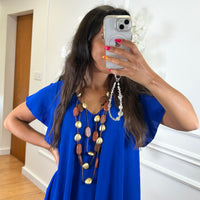 Vestido Midi oversize com folho na manga Azulão